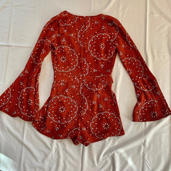 Sage 70s Style Romper Size S Dark Orange - Picture 3 of 4